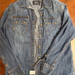 Zara Denim Shirt Jacket with Snap Buttons